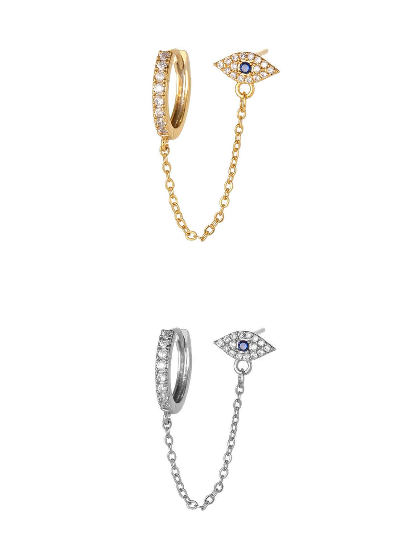 Evil eye argolla y stud - Plata de ley 925