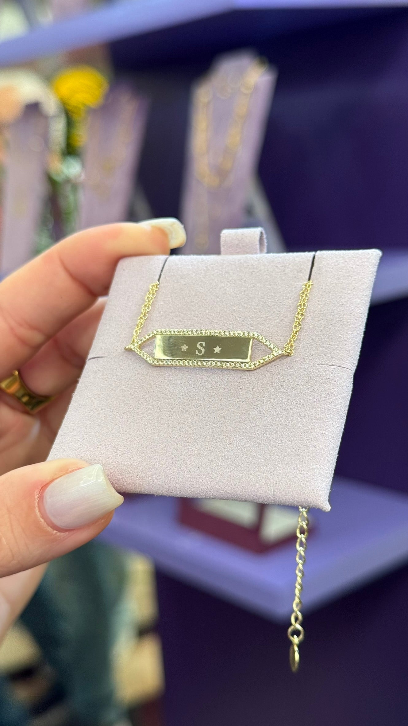 Pulsera para grabar de plata de ley 925 con baño de oro