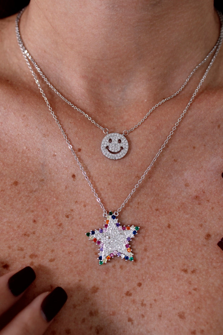 Cristina - estrella multicolor - Plata de ley 925