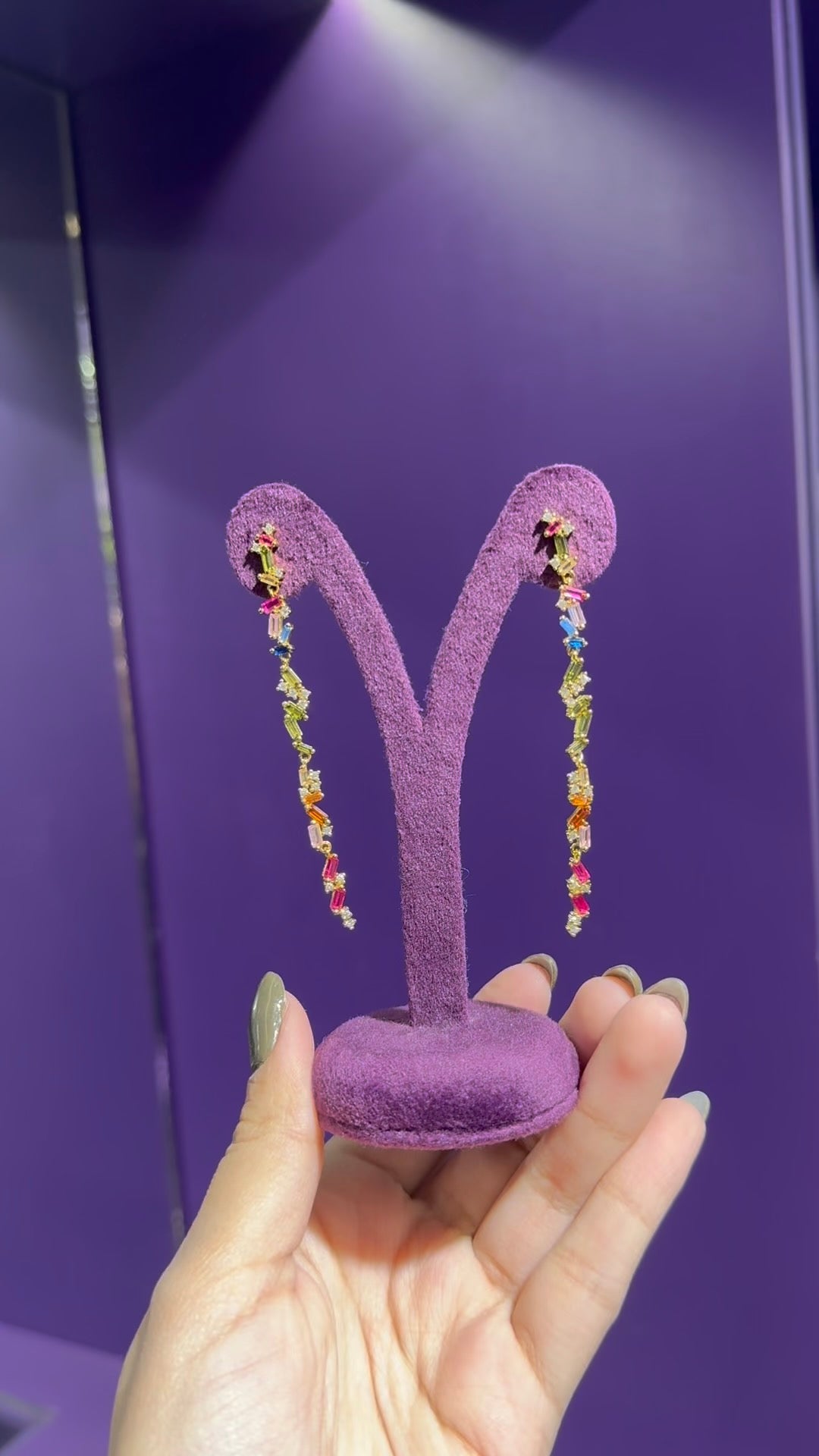 Tira de zarcillo con cristales - Plata de ley 925