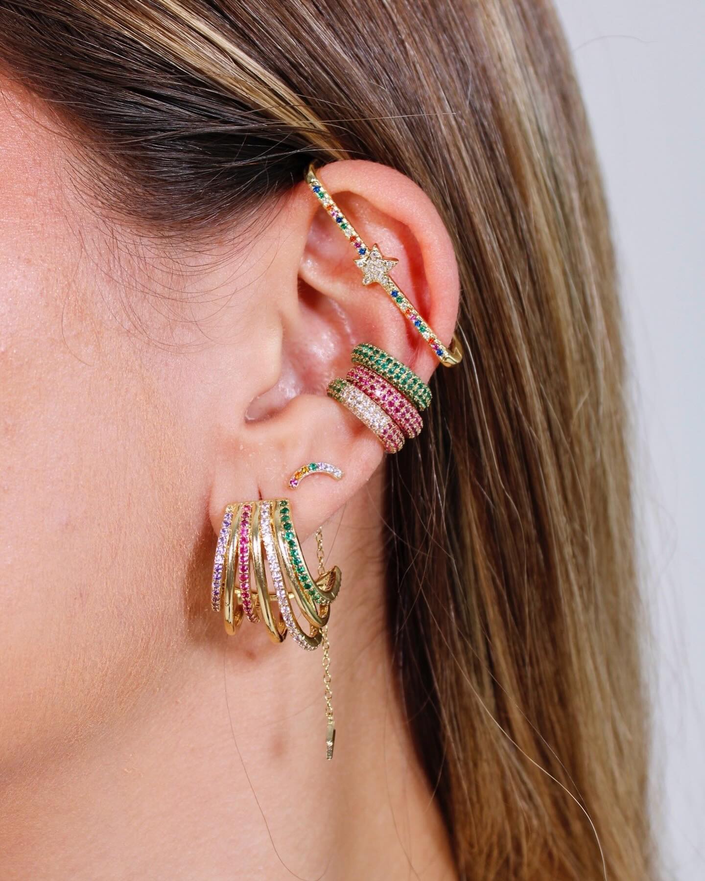 Ear cuff Alana - Dorado con azul marino
