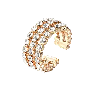 Ear cuff tres tiras de circones blancos