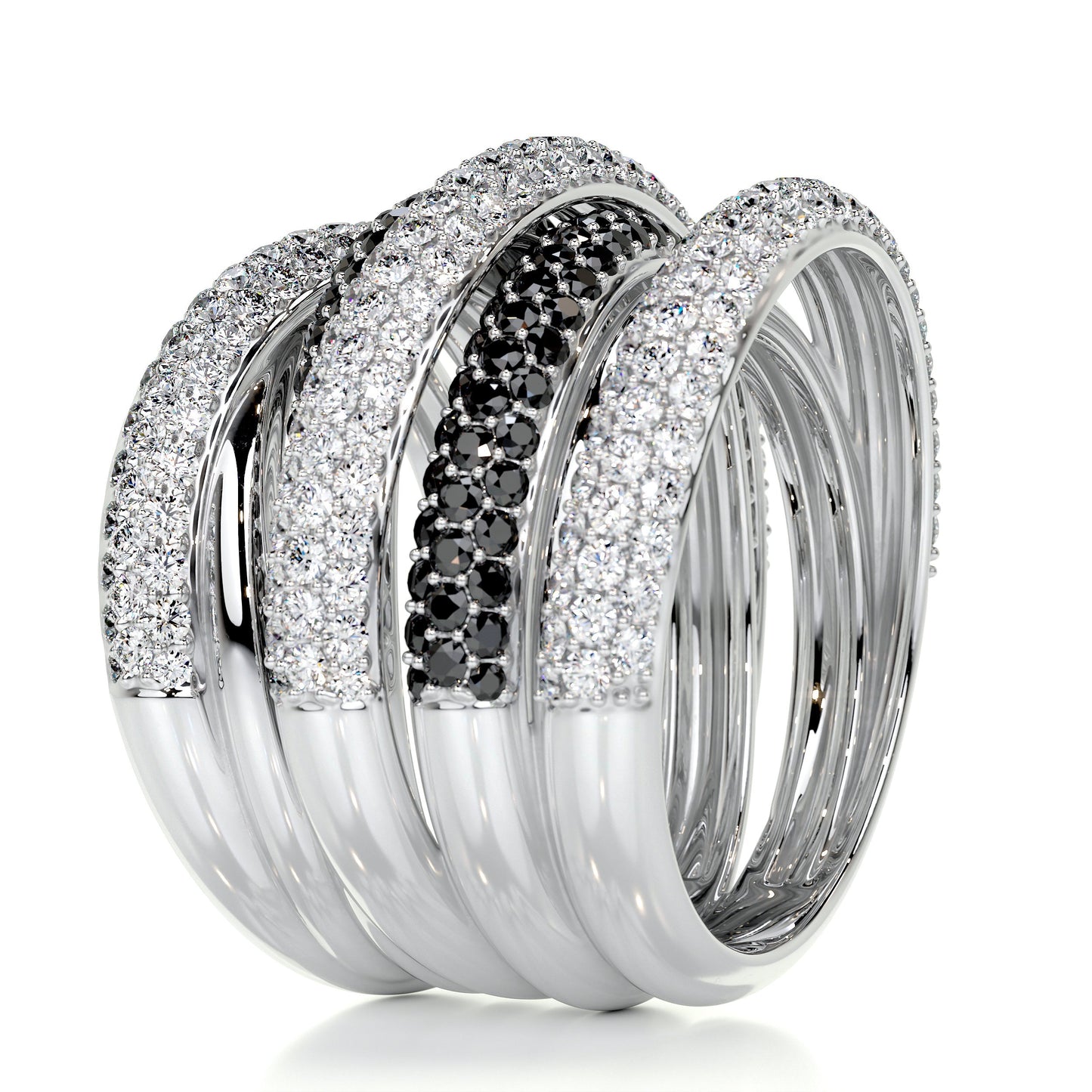 Anillo mil tiras - negro con plateado