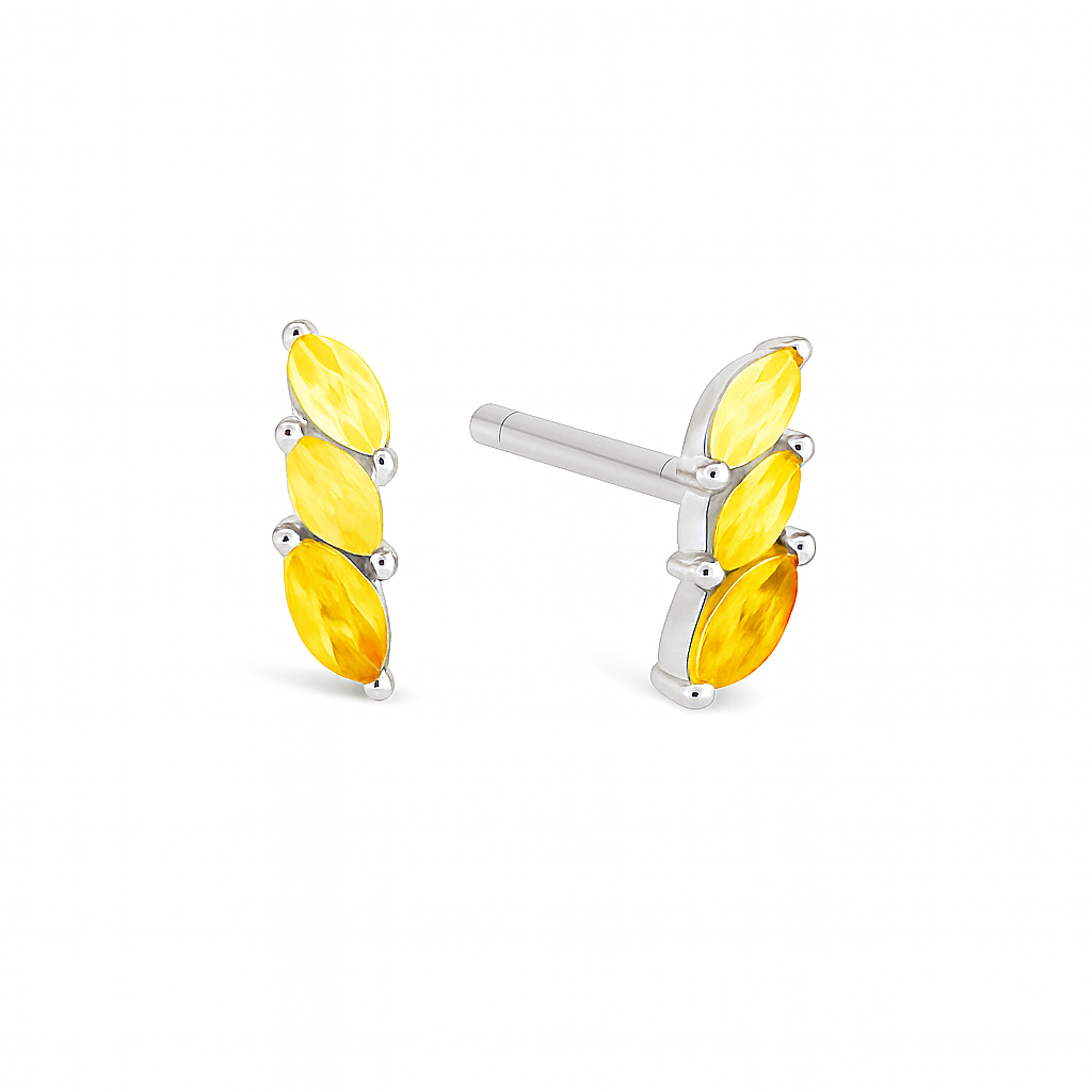 Stud Rainbow Cuff individual - amarillo - Plata de ley 925