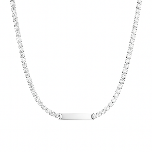 Collar de tenis para grabar con nombre personalizado, chapado en oro de 18 quilates, de acero inoxidable