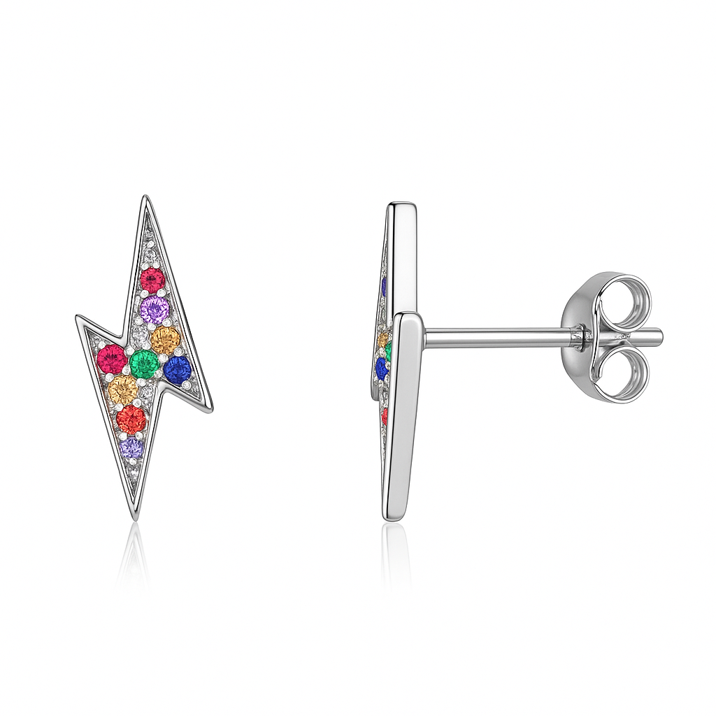 Stud rayo multicolor - Plata de Ley 925