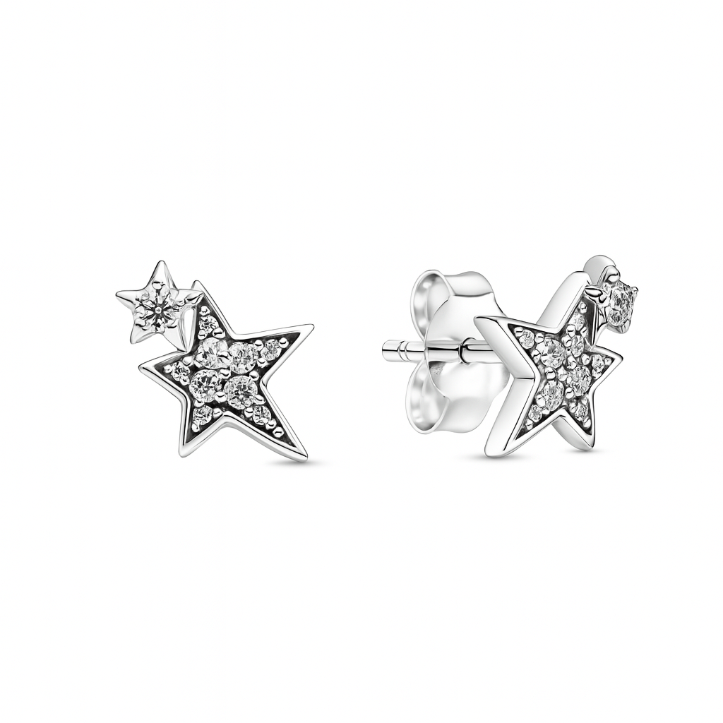 Stud de estrellas asimétricas - Plata de Ley 925