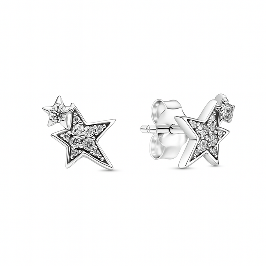 Stud de estrellas asimétricas - Plata de Ley 925