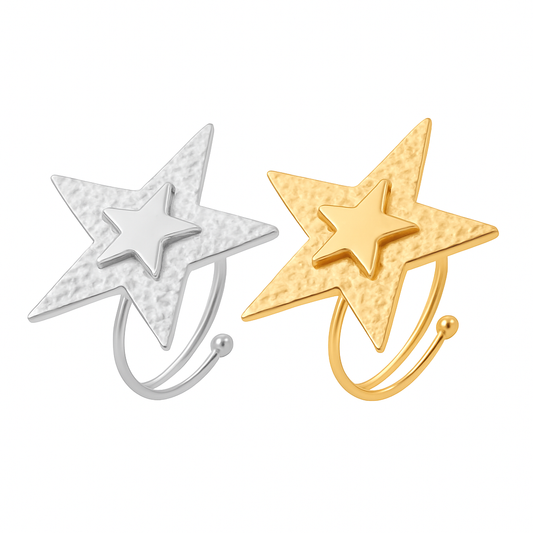 Anillo stella  - acero recubierto en oro 18K