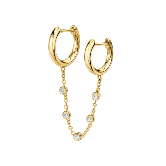 Doble argolla con cadena - Plata de ley 925