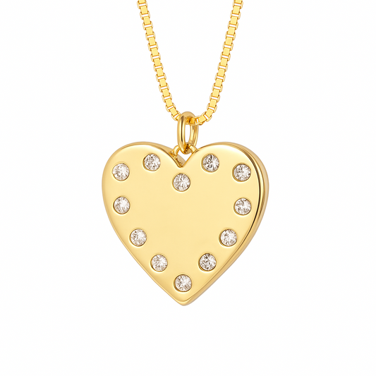 Collar de corazón con brillos