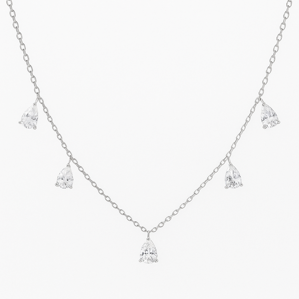 Collar de gotas de cristal - Plata de ley 925