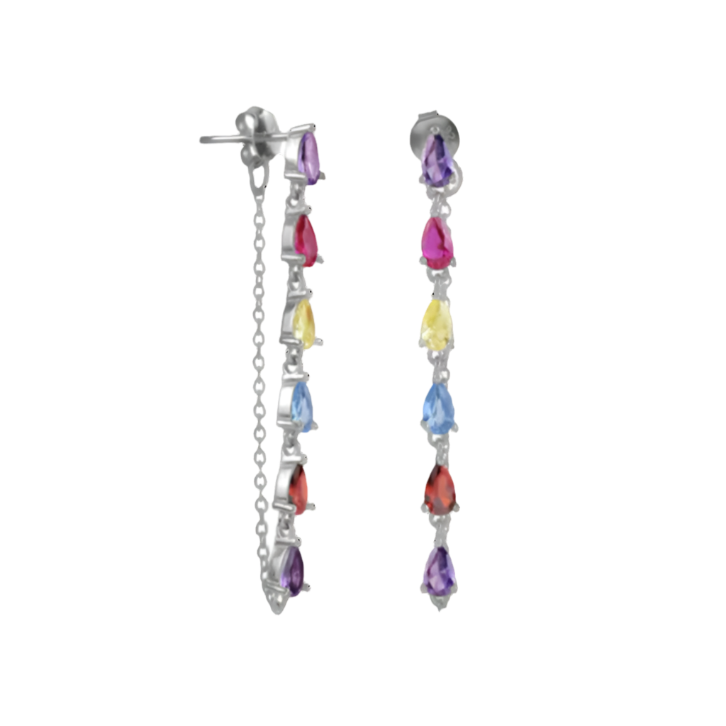 Tira de zarcillo con cristales - Plata de ley 925