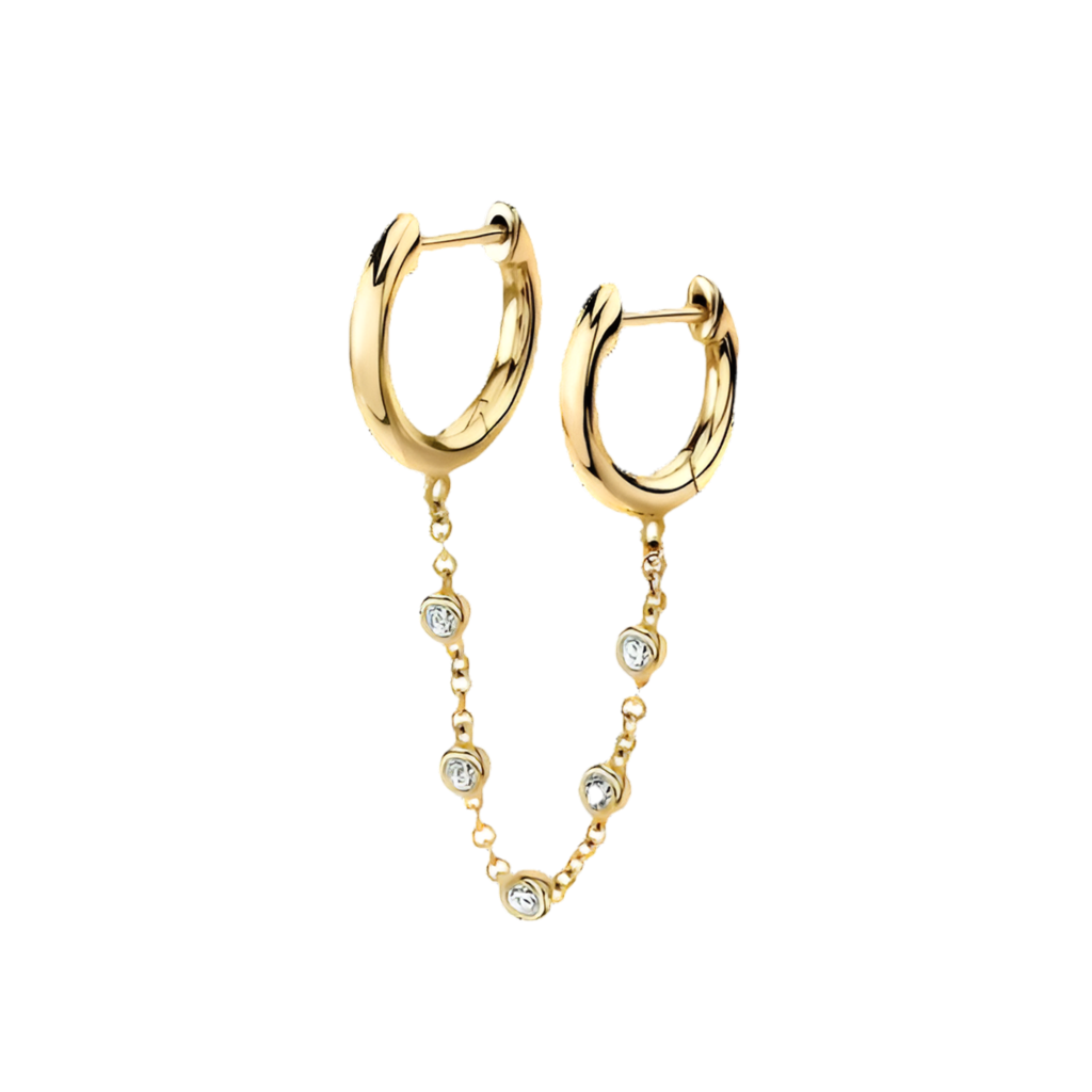 Doble argolla con cadena - Plata de ley 925