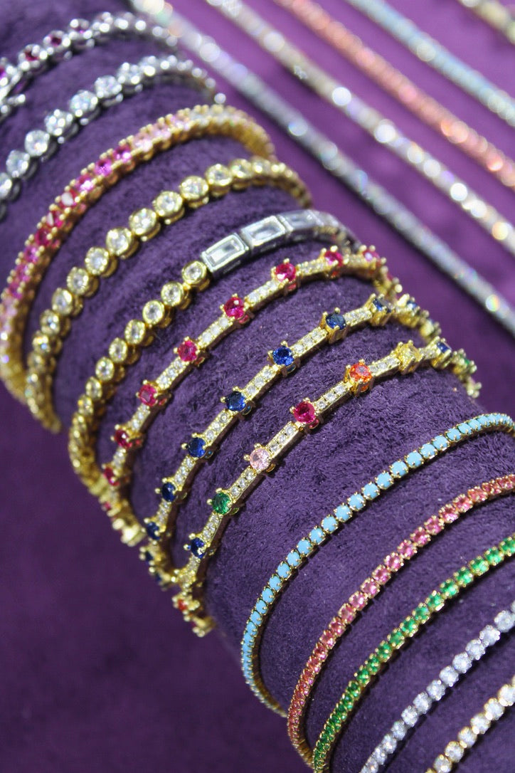 Pulsera de tennis dorada