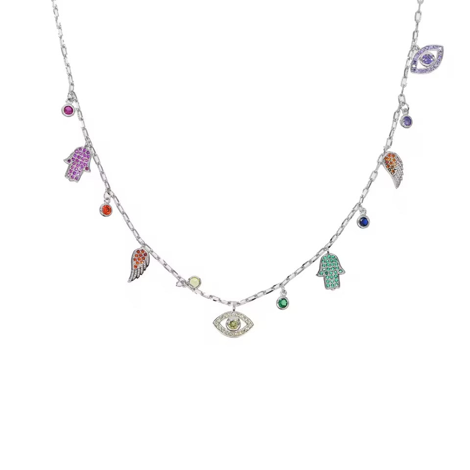 The hamsa & evil necklace - Plata de ley 925
