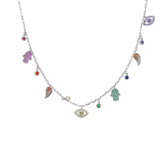 The hamsa & evil necklace - Plata de ley 925