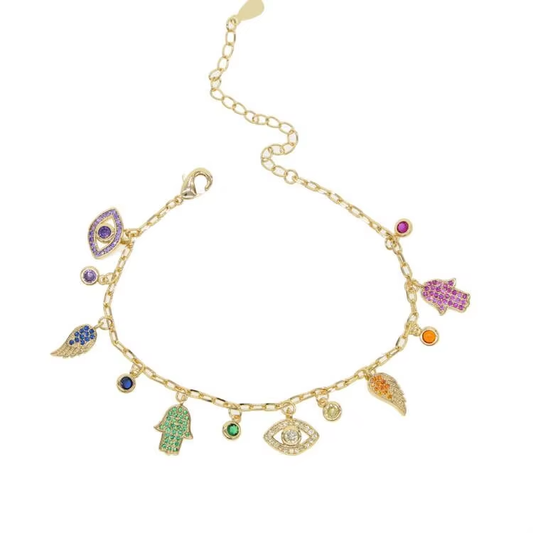 Pulsera The hamsa & evil necklace - Plata de ley 925
