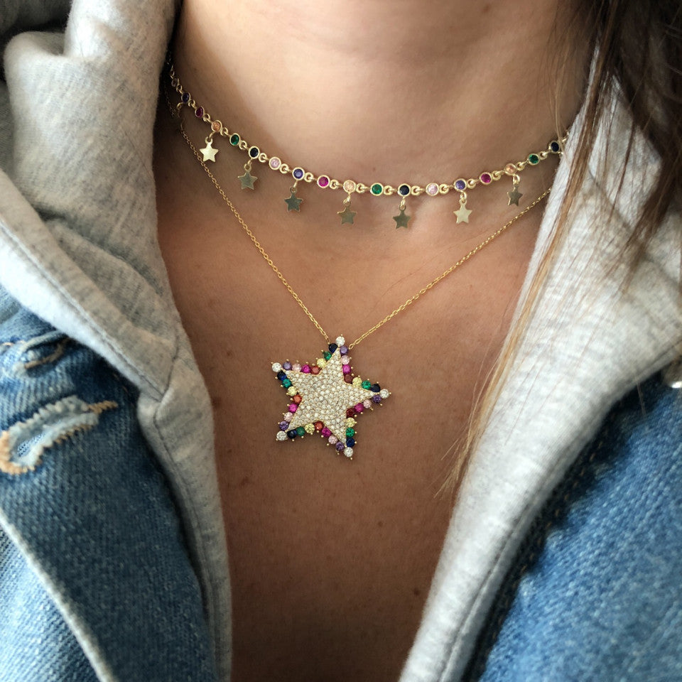 Cristina - estrella multicolor - Plata de ley 925