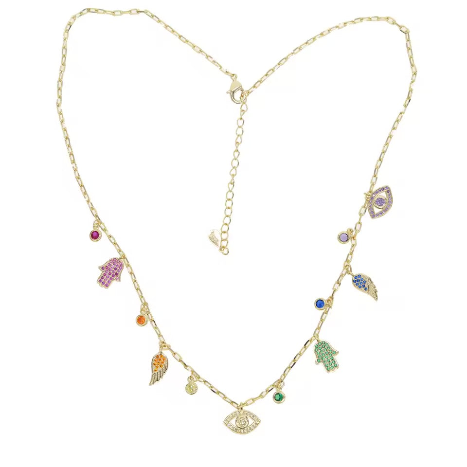 The hamsa & evil necklace - Plata de ley 925