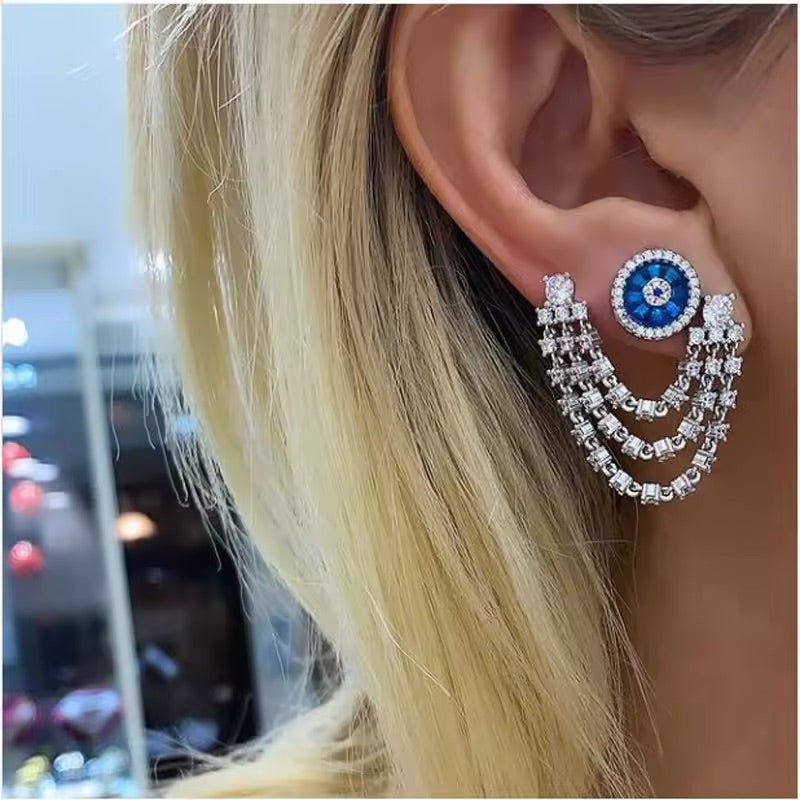 Zarcillo triple cadena - Corina - Plata de ley 925