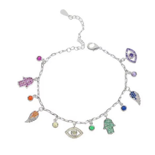 Pulsera The hamsa & evil necklace - Plata de ley 925