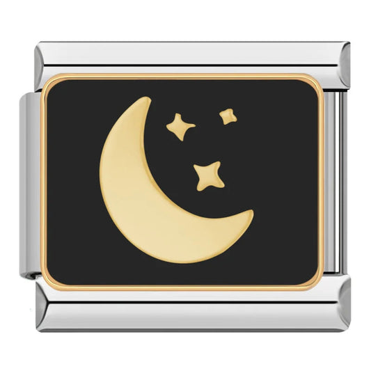 Italian bracelet plano - luna con fondo negro