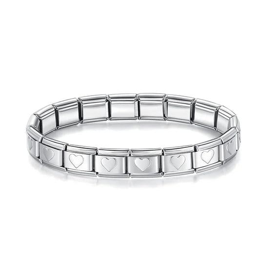 Italian Bracelet Corazones plateados