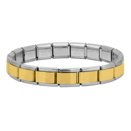 Italian Bracelet dorada con bordes plateados