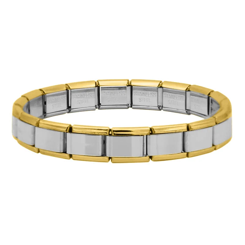 Italian Bracelet Plateada con bordes dorados