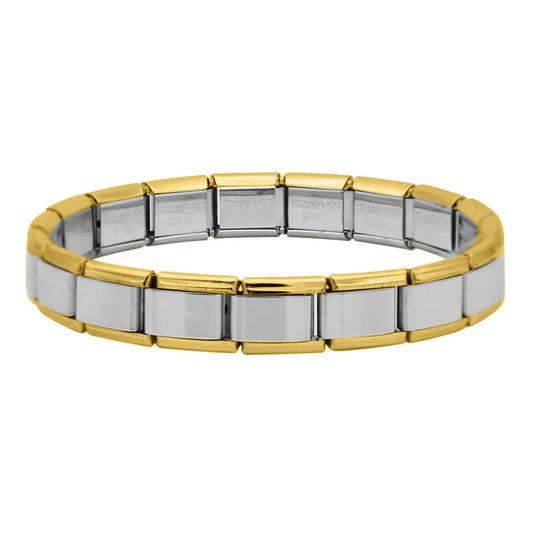 Italian Bracelet Plateada con bordes dorados