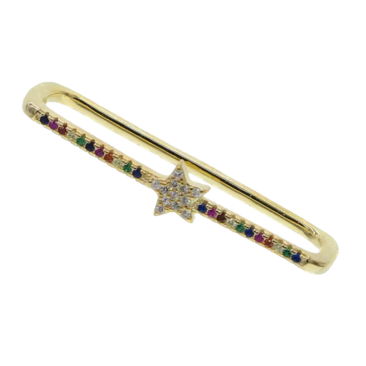 Ear cuff de tira de Estrella multicolor  - Plata de ley 925