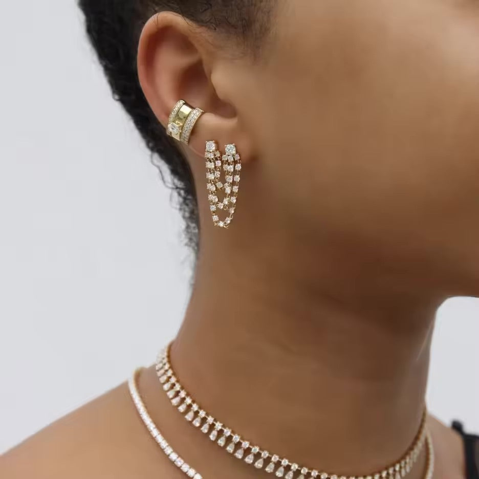 Zarcillo triple cadena - Corina - Plata de ley 925