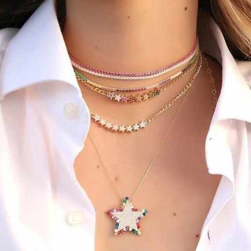 Cristina - estrella multicolor - Plata de ley 925