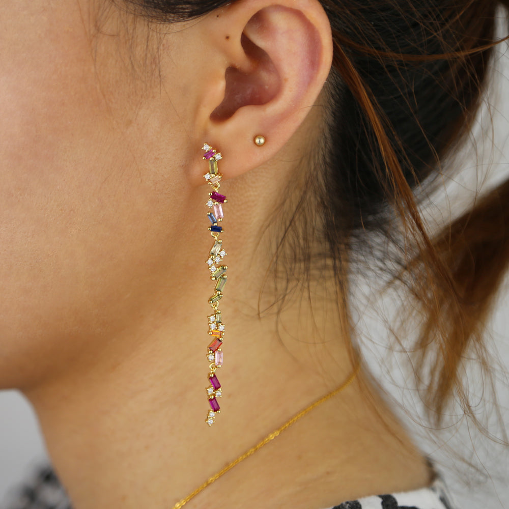 Tira de zarcillo con cristales - Plata de ley 925