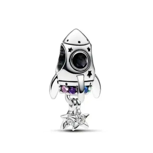 Charm de plata 925 - cohete, I love you to the moon and back