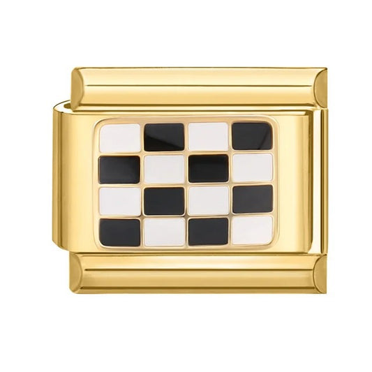 Italian bracelet plano - bandera de carrera -checkered