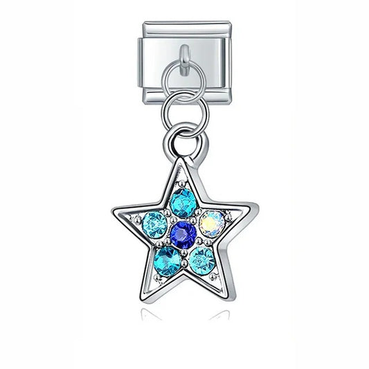 Italian bracelet colgante - estrella azul