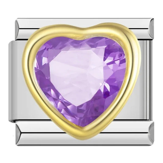 Italian bracelet plano - corazón brillante