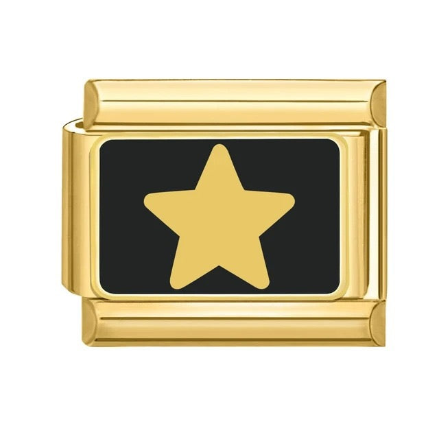 Italian bracelet plano - estrella con fondo negro