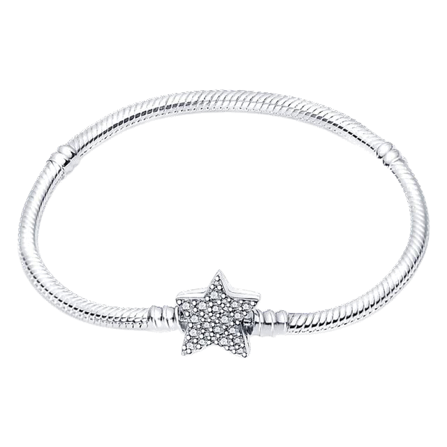 Pulsera para charms de plata 925 - estrella con brillos