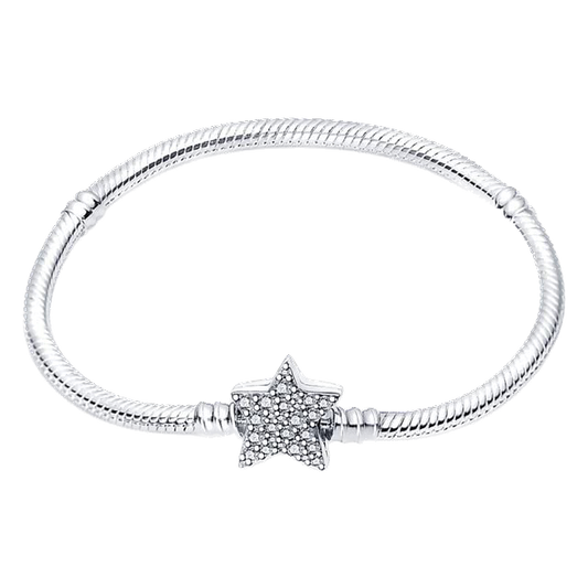 Pulsera para charms de plata 925 - estrella con brillos
