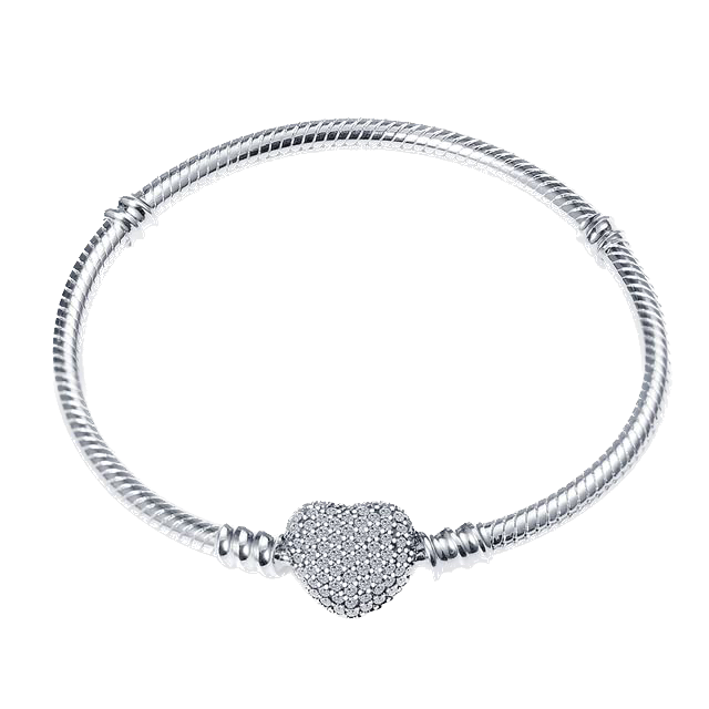Pulsera para charms de plata 925 - corazón con brillos