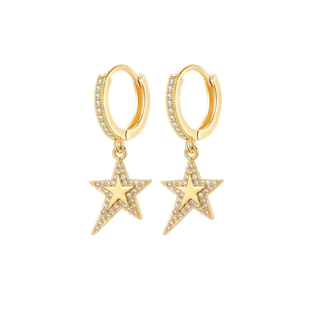 Zarcillos de estrella asimétrica - Plata de ley 925