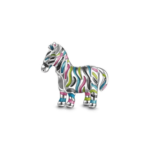 Charm de plata 925 - cebra multicolor