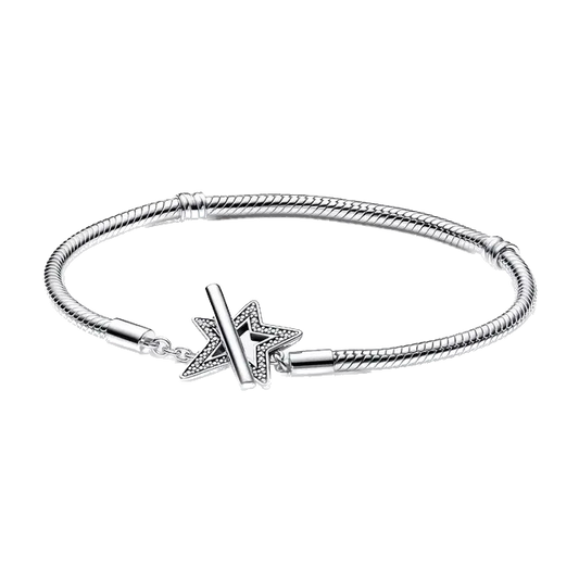 Pulsera para charms de plata 925 - silueta de estrella asimétrica