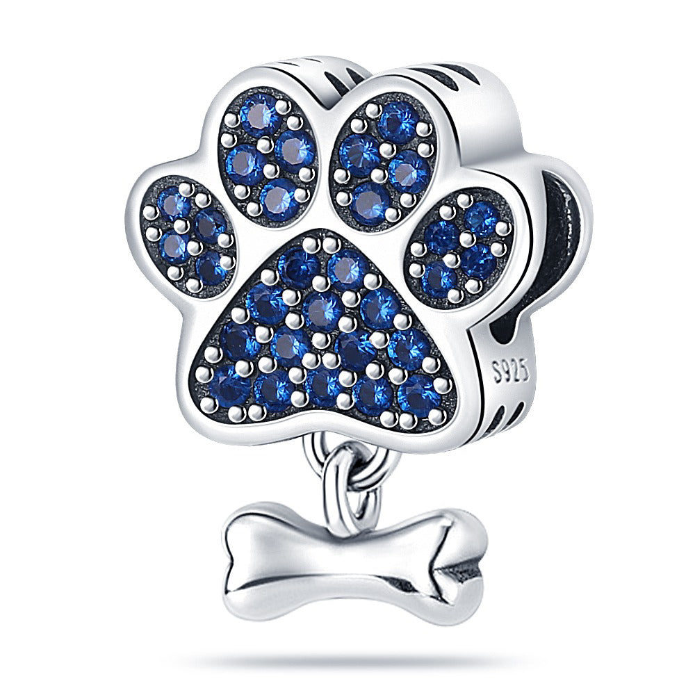 Charm de plata 925 - huellita de perro azul
