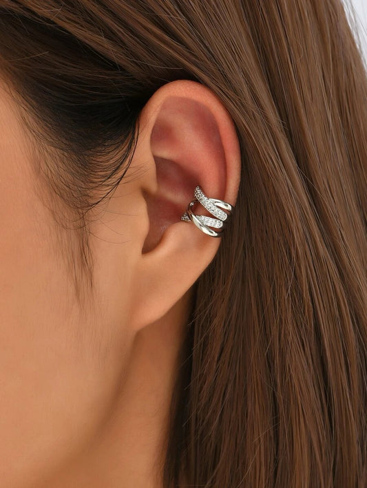 Ear cuff de tiras con circones dorado