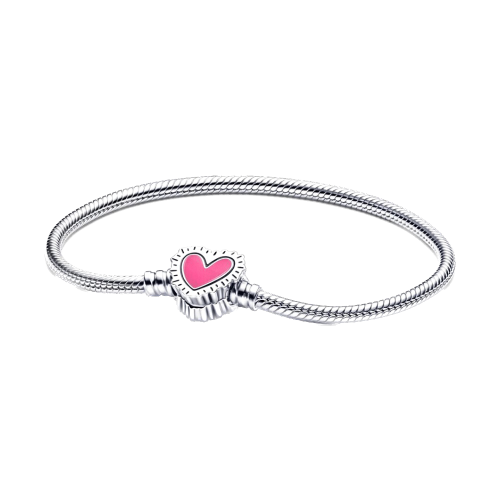 Pulsera para charms de plata 925 - corazón keith haring