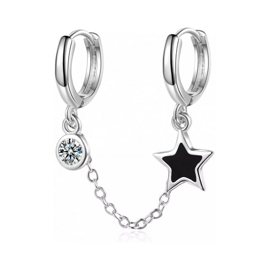 Zarcillo Black star - Plata de ley 925